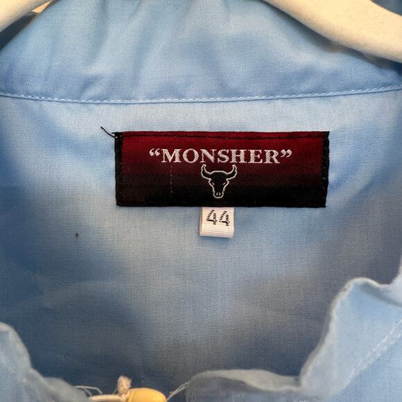 Monsher Western Shirt Blue Size 44 XXL Embroidered Vaqueros Cowboy RARE NEW - Picture 5 of 7